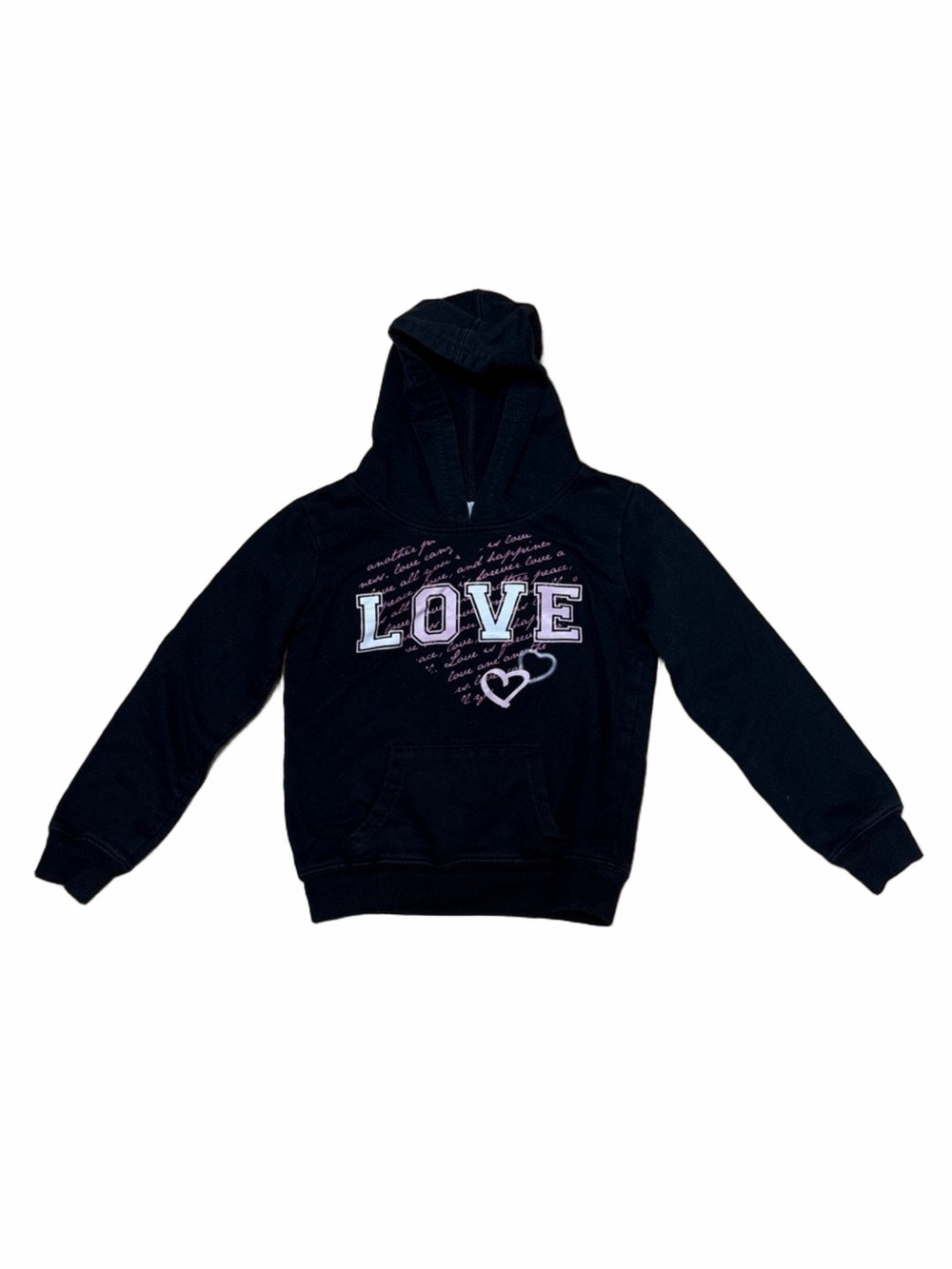 Bobbie Brooks Girls S 6 6X Black Love Heart Hoodie Sweatshirt Valentine